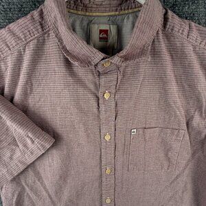 Quiksilver Quicksilver Button Up Shirt Short Sleeve Small Red Striped Regular